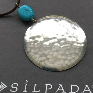 Silpada Silver Disk w/ Turquoise Stone Necklace